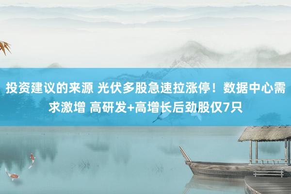 投资建议的来源 光伏多股急速拉涨停！数据中心需求激增 高研发+高增长后劲股仅7只