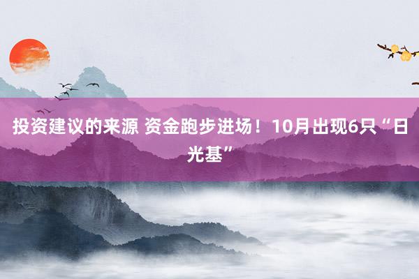 投资建议的来源 资金跑步进场！10月出现6只“日光基”