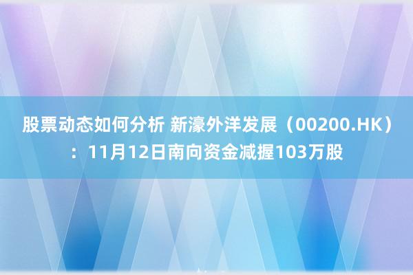 股票动态如何分析 新濠外洋发展（00200.HK）：11月12日南向资金减握103万股