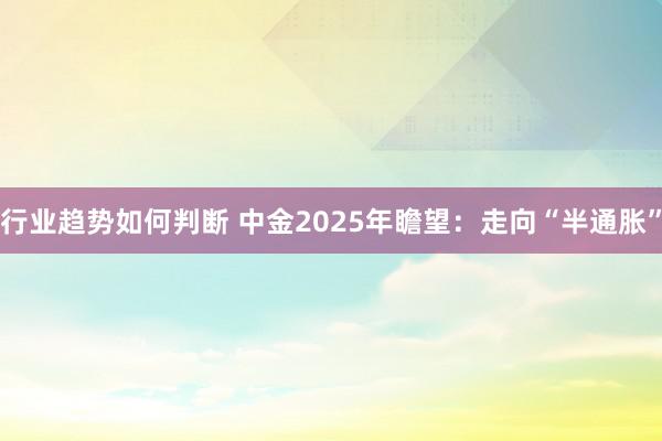 行业趋势如何判断 中金2025年瞻望：走向“半通胀”