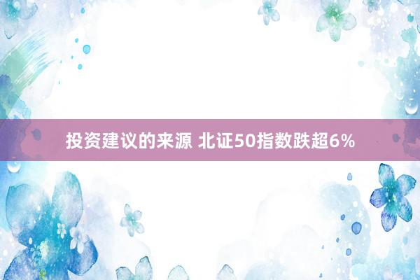 投资建议的来源 北证50指数跌超6%