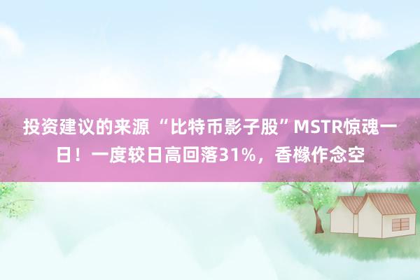 投资建议的来源 “比特币影子股”MSTR惊魂一日！一度较日高回落31%，香橼作念空