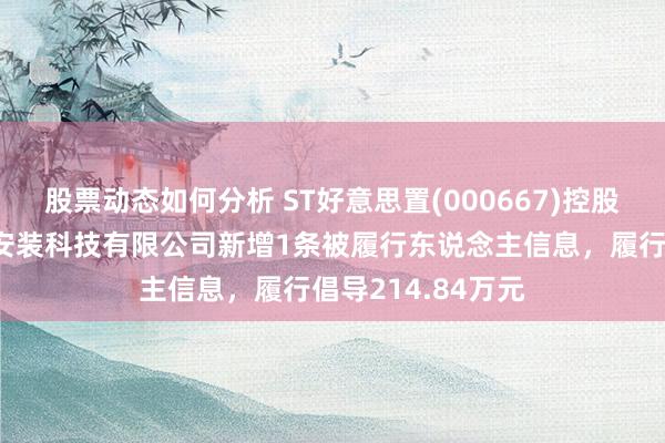 股票动态如何分析 ST好意思置(000667)控股的好意思好建筑安装科技有限公司新增1条被履行东说念主信息，履行倡导214.84万元