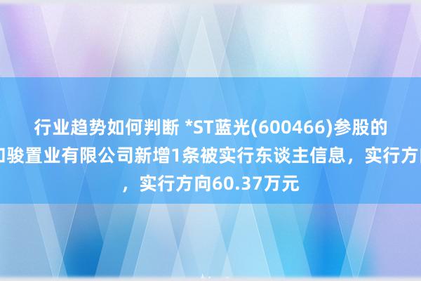 行业趋势如何判断 *ST蓝光(600466)参股的成王人双流和骏置业有限公司新增1条被实行东谈主信息，实行方向60.37万元