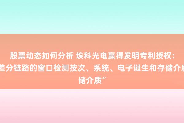 股票动态如何分析 埃科光电赢得发明专利授权：“差分链路的窗口检测按次、系统、电子诞生和存储介质”