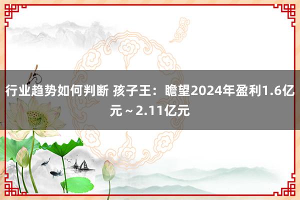 行业趋势如何判断 孩子王：瞻望2024年盈利1.6亿元～2.11亿元