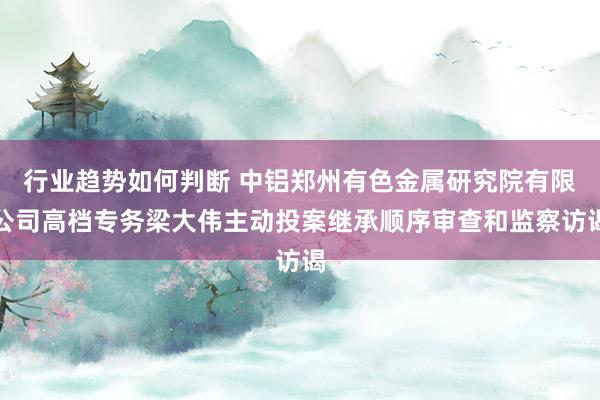 行业趋势如何判断 中铝郑州有色金属研究院有限公司高档专务梁大伟主动投案继承顺序审查和监察访谒