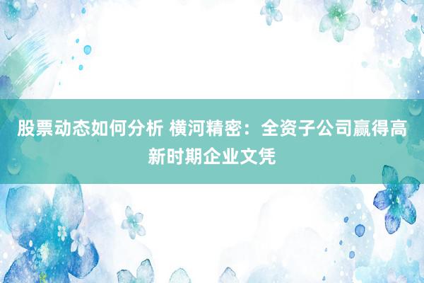 股票动态如何分析 横河精密：全资子公司赢得高新时期企业文凭