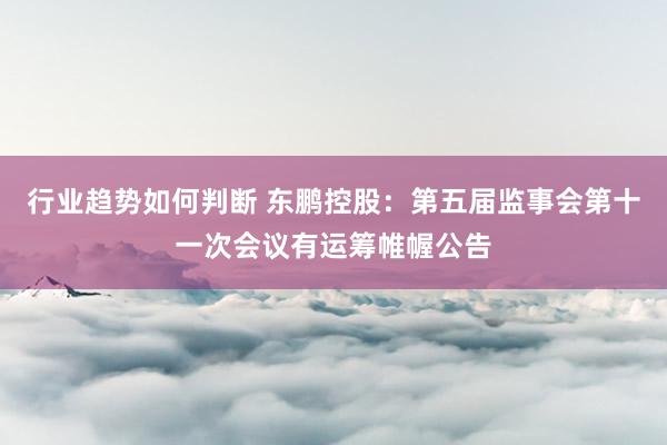 行业趋势如何判断 东鹏控股：第五届监事会第十一次会议有运筹帷幄公告