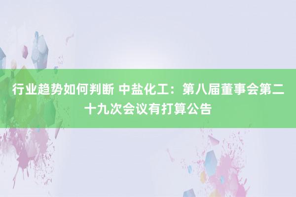 行业趋势如何判断 中盐化工：第八届董事会第二十九次会议有打算公告