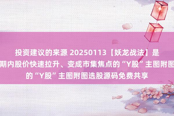 投资建议的来源 20250113【妖龙战法】是一种针对市荟萃短期内股价快速拉升、变成市集焦点的“Y股”主图附图选股源码免费共享