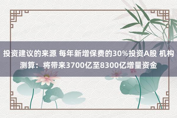 投资建议的来源 每年新增保费的30%投资A股 机构测算：将带来3700亿至8300亿增量资金