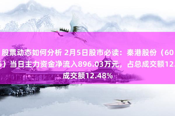 股票动态如何分析 2月5日股市必读：秦港股份（601326）当日主力资金净流入896.03万元，占总成交额12.48%