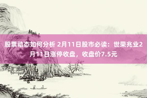 股票动态如何分析 2月11日股市必读：世荣兆业2月11日涨停收盘，收盘价7.5元