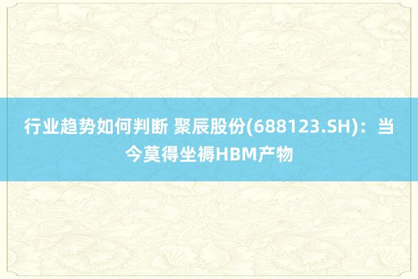 行业趋势如何判断 聚辰股份(688123.SH)：当今莫得坐褥HBM产物