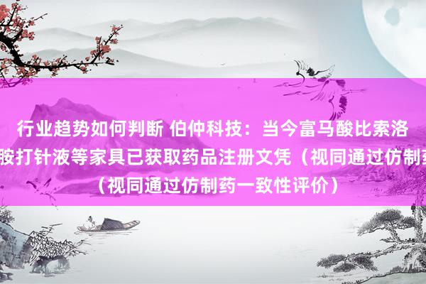 行业趋势如何判断 伯仲科技：当今富马酸比索洛尔片、拉考沙胺打针液等家具已获取药品注册文凭（视同通过仿制药一致性评价）