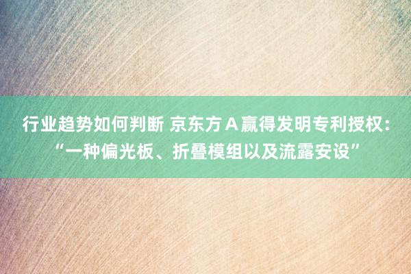 行业趋势如何判断 京东方Ａ赢得发明专利授权：“一种偏光板、折叠模组以及流露安设”