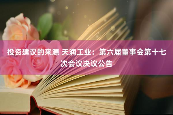 投资建议的来源 天润工业：第六届董事会第十七次会议决议公告